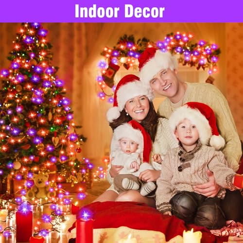 Nisocy 200 LED String Lights Outdoor Waterproof – Purple Orange Fairy Lights with Plug, Connectable Christmas Tree Lights for Patio, Garden, Bedroom, Wedding, Party, Decor (66FT) - style: 66FT, Purple Orange