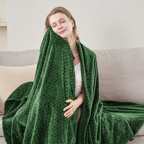 Inhand Fleece Throw Blanket, Super Soft Flannel Cozy for Adults, Washable Lightweight for Couch, Sofa, Bed, Office, Warm Plush for All Season, Green, 50"×60" - color: A-green, size: Throw/Travel-50x60 IN