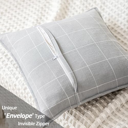CARRIE HOME Gray Throw Pillows 20x20 Set of 2, Grey Farmhouse Checkered Pillow Cover 20 x 20, Grey and White Plaid Pillow Covers for Living Room (No Pillow Insert) - color: Gray & White Plaid Set of 2, size: 20" x 20" (Pack of 2)