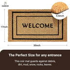 KANKUN Coco Coir Door Mat with Heavy Duty Backing, Welcome Doormat (17" x 30"), Doormat Entrance (Double Box) - color: Double Box