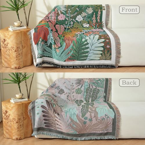 Hopstar Forest Green Throw Blanket Navajo Indian Blankets and Throws Boho Western Decor Couch Cover Blanket for Bed Sofa Living Room Beach Travel 51"x63" (Hylaea) - color: Hylaea, size: 51"x63"