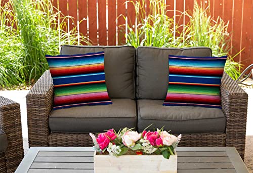 Nphuriy Mexican Colorful Pillow Cover, Stripes Pattern Party Decor Ethnic Mexican Fabric Square Throw Pillow Case Cotton Linen French Decor Rustic Cushion Cover for Sofa Couch 16x16 Inch - color: Multi 39