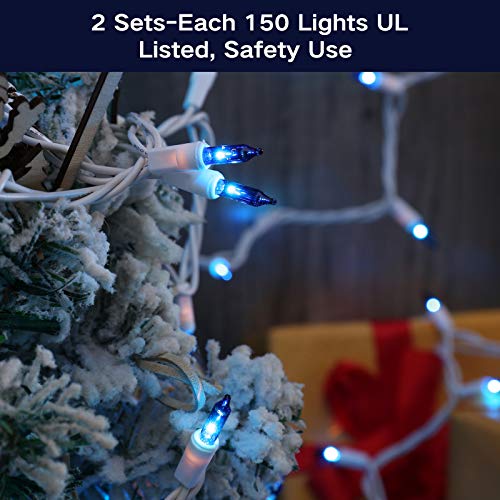 Brizled Blue Christmas Lights, 69.6ft 300 Count Mini Incandescent String Lights Connectable, 120V UL Certified String Lights White Cord, Indoor Xmas Lights for Bedroom Outdoor Tree Party Decorations - color: Blue