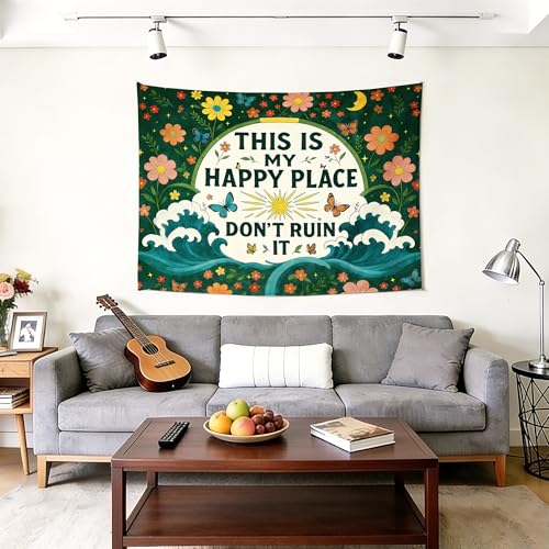 gsgfdshf Vintage Funny Garden Wall Tapestry, Plant Room Decor, This is My Happy Place Don't Ruin It Tapestry Wall Hanging for Bedroom Living Room Home Office Decor, 50x60 Inch - color: Landscape Text-Tapestry-B