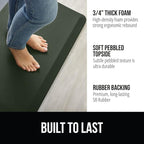 GORILLA GRIP Comfortable Cushioned Kitchen Mats for Floor, 39x20, Waterproof and Stain Resistant Soft Top, 3/4 Inch Thick Ergonomic Standing Desk Anti Fatigue Mat, Foam Supports Feet, Hunter Green