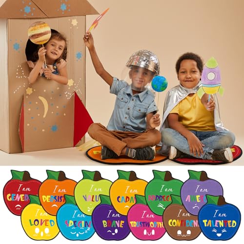 Tinideya 12 Pcs Kids Carpet Circle Seats for Class 16 Inch Round Classroom Rug Back to School Floor Cushions Soft Educational Mat Non Slip First Day of School Learning Playing Areas(Apples) - style: Apples