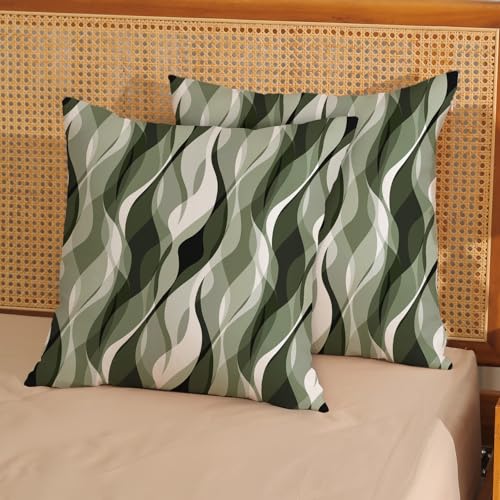 Boho Pillow Covers 18x18 Sage Green Abstract Stripes Throw Pillow Cover Bohemian Modern Aesthetic Decorative Pillowcase Farmhouse Linen Decor Cushion Case For Home Sofa Couch Outdoor Decoration - color: Abstract-sage Green, size: 18" x 18" (Pack of 2)