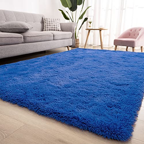 Kelarea Area Rug for Living Room, 4x6 Non-Slip Navy Blue Rug Fluffy Soft Shag Rugs, Fuzzy Shaggy Plush Carpet for Bedroom, Nursery Rooms, Home Dorm - color: Navy Blue, size: 6' x 4' (Rectangular)