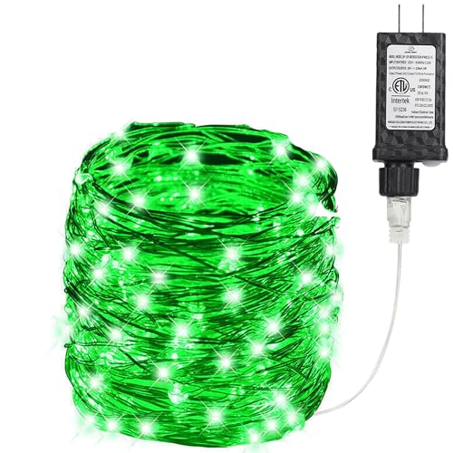 Joomer Green Fairy String Lights 33FT 100 LEDs Plug in Fairy Lights Indoor Silver Wire String Light DIY for Bedroom, Parties, Christmas, Outdoor, Indoor St. Patrick's Day Decoration (Non-Connectable) - color: Green, size: 100led