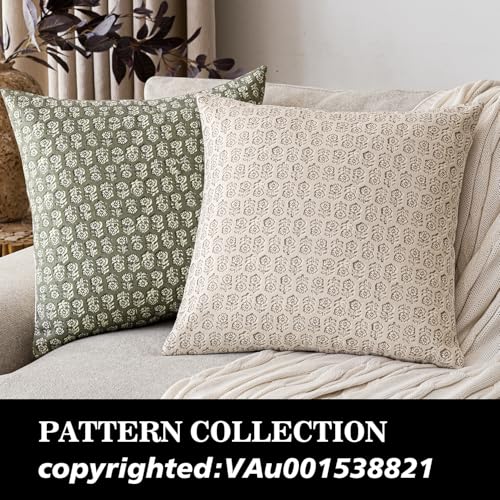 Foindtower Set of 2 Decorative Vintage Floral Print Throw Pillow Covers Neutral Modern Farmhouse Cushion Covers Boho Home Decor for Sofa Couch Chair Bedroom Living Room,20×20 Inch,Ivory Beige - color: Biscotti Beige, size: 20" x 20" (Pack of 2)