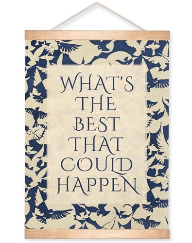What’s the Best That Could Happen Inspirational Wall Art Decor,Vintage Positive Quote Linen Wall Hanging Poster, Motivational Home Decor for Office, Bedroom, Living Room or Study Decor (Blue) - color: Blue