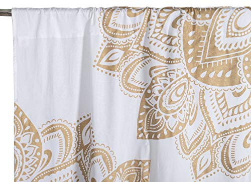 Popular Handicrafts Indian Hippie Bohemian Beautiful Passion Ombre Color Mandala Curtain Panels White Gold - color: White Gold_f, size: 38"W x 83"L (Pack of 2)