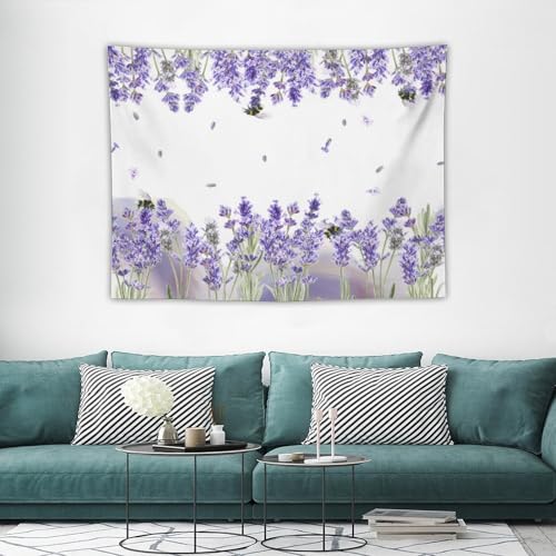 Houselerax Purple Lavender Floral Tapestry,Rustic Spring Flower Wall Hanging for Bedroom Living Room Dorm Decor, 40"x30" - color: Lavender Floral-2, size: W40xL30in