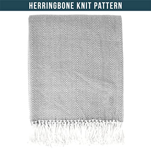 PAVILIA Light Gray Herringbone Throw Blanket for Couch Bed, Decorative Outdoor Throw Blanket, Faux Cashmere Blanket Throw, Lightweight Accent Sofa Blanket Throw, 50x60 - color: Herringbone - Light Gray, size: 50 X 60 Inches - Throw