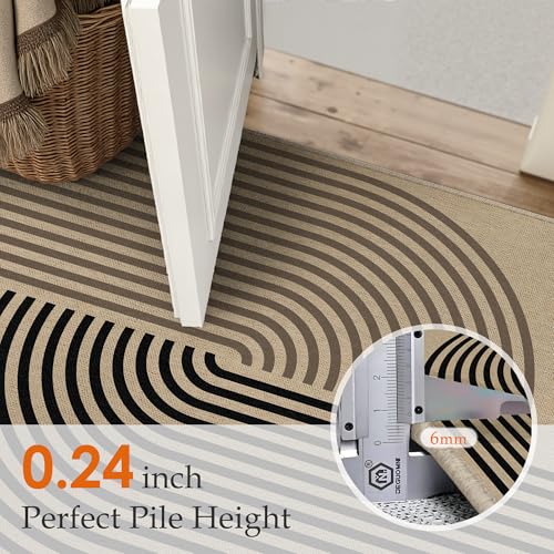 PureCozy 2x3 Rainbow Easy Jute Kitchen Front Doormat Non Slip Washable Neutral Area Rug Non Shedding Low Pile Black Floor Carpet for Farmhouse Entryway Porch Doorway - color: Rainbow 3, size: 2' x 3' (Rectangular)