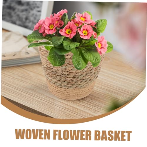 Totority Large Woven Straw Flower Basket Rustic Decorative Planter for Indoor Plants Living Office Home Decor Natural Weaving Basket for Flower Pots and Succulent Arrangement