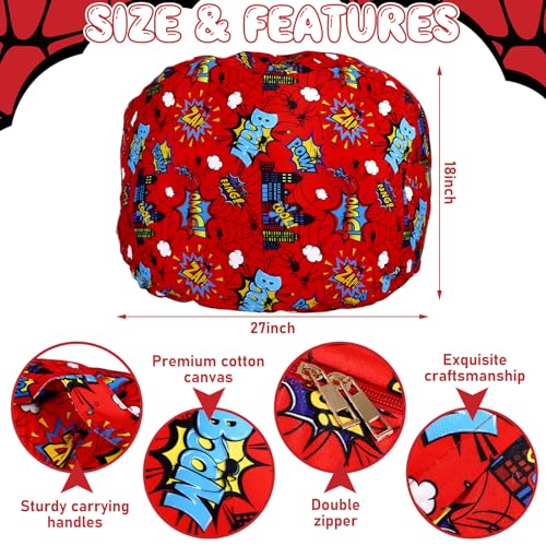Boao 27'' Large Spider Kids Bean Bag Chairs Cover (No Filling) Washable Stuffed Animal Storage Beanbag Chair for Kids Canvas Bean Bag Cover with Zipper for Boys Organizing Plush Toys Textile Sack - color: Cartoon Spider, size: 27 Inches