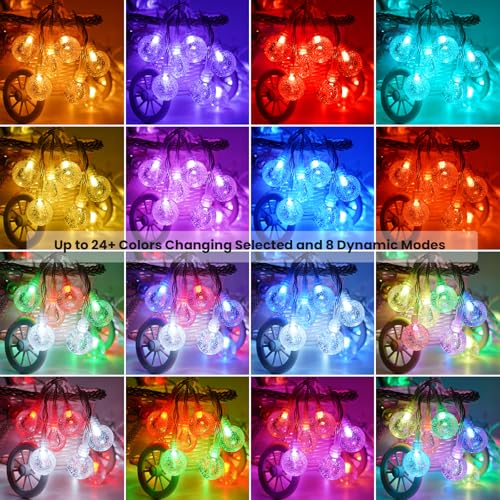 OMIKA Color Changing Indoor String Light USB Plug, 16.5ft 50 LEDs Crystal Globe Fairy Lights with Remote Timer Ambient Lighting for Girls Bedroom Home Xmas Halloween Party Decor (24 Colors+Warm White) - color: Color Changing, size: 16.5ft 50LED