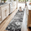 2x8 Washable Hallway Runner Rug – Non-Slip Modern Abstract Neutral Low-Pile Stain-Resistant Carpet Runner for Kitchen Entryway Bedroom Bathroom (Black Grey,2x8) - color: Black Grey, size: 2' x 8' (Rectangular)