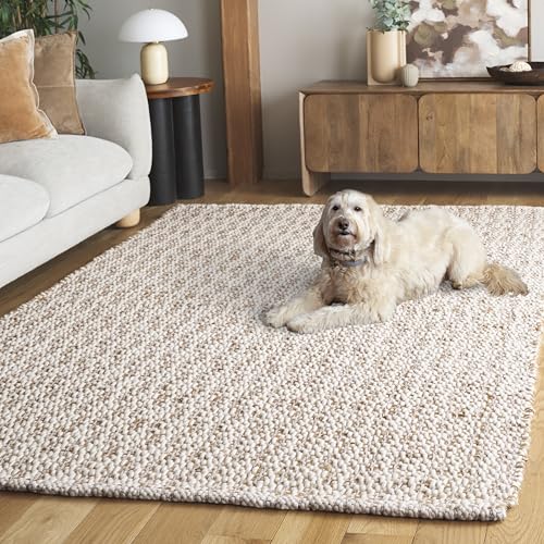 SAFAVIEH Area Rug 5x8 - Natural Fiber Collection - Natural & Pink, Handmade Jute & Wool, Ideal for Living Room, Bedroom, Dining Space (NFB225U) - color: Natural/Pink, size: 5' x 8' (Rectangular)