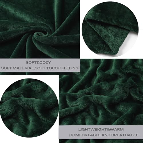 Forest Green Flannel Fleece Throw Blanket Throw Size(50 by 60 Inches),Green Throw Blanket for Couch Sofa Bed 280GSM,Super Soft Plush Cozy and Lightweight Warm Bed Blanket for All Season - color: Green, size: Throw(50"×60")