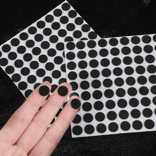 300 Pcs Thin Felt Pads, Mini Foam Felt Pads Round 3/5 Inches Self Adhesive Cabinet Cushion Dots for Cabinet Doors Furniture Desks Floor Drawers Black