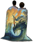 Pure Country Weavers Flight Instructors Dragon with Fairy Blanket by Ciruelo - Gift Fantasy Tapestry Throw Woven from Cotton - Made in the USA (72x54) - color: Flight Instructors