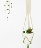 LIVALAYA Macrame Plant Hangers Wall Planter - Green Ombre 48 Inch, for Indoor or Outdoor, 100% Cotton Rope Hanging Plant Holder with Tassel for Flower Pots and Succulents Modern Boho Home Décor
