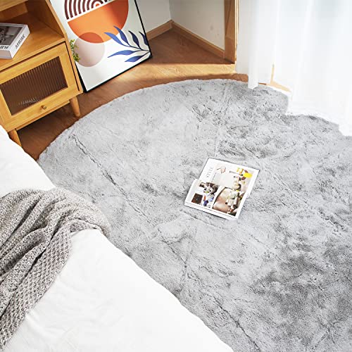 Ghouse Faux Rabbit Fur Round Rug 8ft Grey Round Rugs for Bedroom Decor Fluffy Area Rugs for Living Room, no-Shedding Carpet Sheepskin Washable Rug Rome Decor - color: Grey, size: 8*8 Ft Round