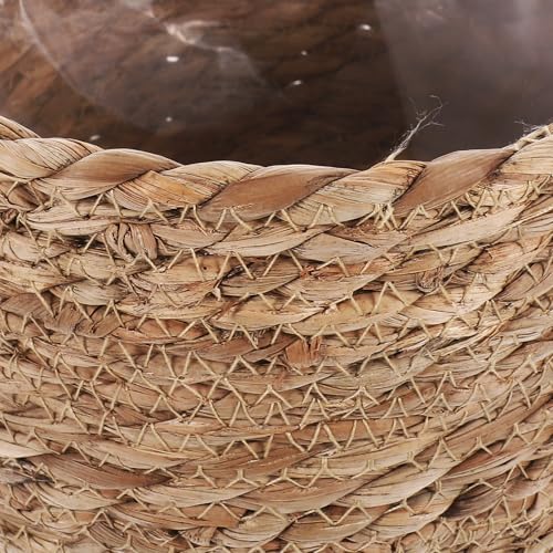 TOYANDONA Large Seagrass Woven Planter Basket for Indoor Plants, Multi-Purpose Boho Plant Pot Cover with Handcrafted Storage Basket, Natural Brown Fiber for Home Décor and Indoor Gardening