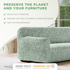 PAULATO BY GA.I.CO. Ottoman Cover Pouf Slipcover 1-Piece Stretch Cotton Stool Slipcovers for Kids Protective and Soft Ottoman Slip Cover Eco-Friendly Furniture Protector - Fuco Cotton - Sage Green