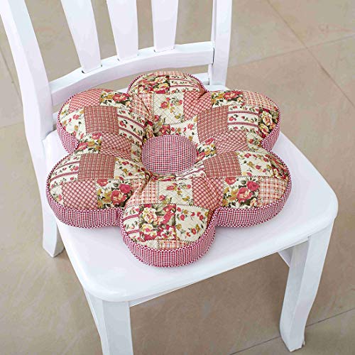 vctops Flower Shaped Chair Pad Farmhouse Floral Print Chair Seat Cushion Pad Soft Comfy Cotton Cushion Pillow (034, 16"x16") - color: 034