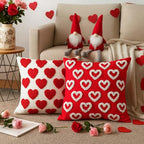 Fourluoo 4 Pcs Valentine's Day Throw Pillow Covers 18x18 Inch Soft Heart Decorative Pillowcase Plush White Red Soft Plush Pillow Covers Cushion Case Decorations for Sofa Living Room Valentine Gift - style: Heart