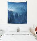 EMMTEEY Foggy Forest Tapestry Small Tapestry Wall Mystical Mountain Pine Forest in Fog Teen Tapestry 50X60 Inches Present for Families