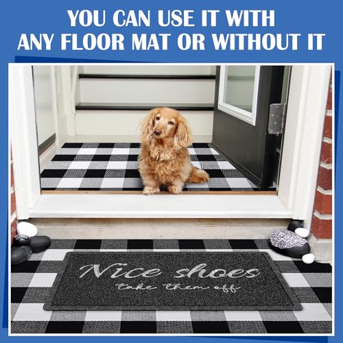 Geelin 2 Pcs 30'' x 18'' Doormat 43'' x 27.5'' Black and White Layered Rug for Front Door Mat Outside Entrance Welcome Door Mats for Indoor Outdoor Entryway Porch Decor(Nice Shoes Take Them Off) - style: Nice Shoes Take Them off