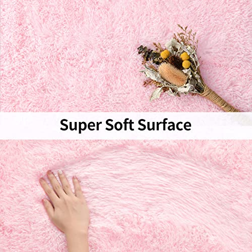 Merelax Soft Modern Indoor Shaggy Area Rug for Bedroom Livingroom Dorm Kids Room Home Decorative, Non-Slip Plush Fluffy Furry Fur Rugs Comfy Nursery Accent Floor Carpet 2x3 Feet, Pink - color: Pink, size: 2' x 3' (Rectangular)