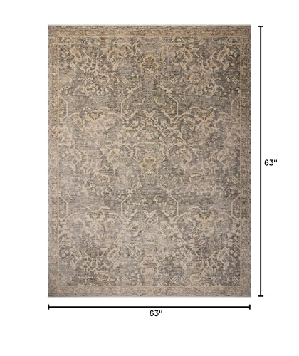 Loloi Magnolia Home by Joanna Gaines Junie Collection JUE-01 Blue/Natural 5'-3" x 5'-3", .38" Pile Height, Round Area Rug - color: Blue / Natural, size: 5'3" (Round)