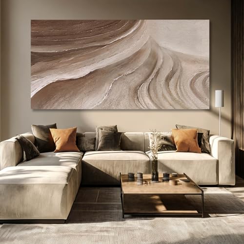 MLART99 Large Beige Brown Abstract Canvas White Artwork with Neutral Textured Wall art for Bedroom Living Room Office Modern Minimalist Wall Decor 29x58 Inch - color: Brown and White, size: 58"L x 29"W