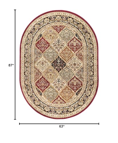 5x7 Oval Indoor Area Rug for Living Room, Dining Room, Bedroom, Entryway | Alfombras para Salas | Traditional, Oriental | Red 5'3'' x 7'3'' Oval - color: Red - Princeton, size: 5'3" x 7'3" (Oval)