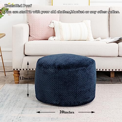 Asuprui Pouf Ottoman Unstuffed Ottoman Foot Rest No Filler Foot Stool 20x20x12 Inches Fuzzy Chair Floor Pouf Chair with Storage for Living Room Bedroom Navy Blue - color: Navy Blue