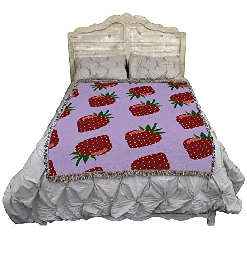 Pure Country Weavers Strawberry Blanket - Garden Floral Gift Tapestry Throw Woven from Cotton - Made in The USA (72x54) - color: Strawberry 2