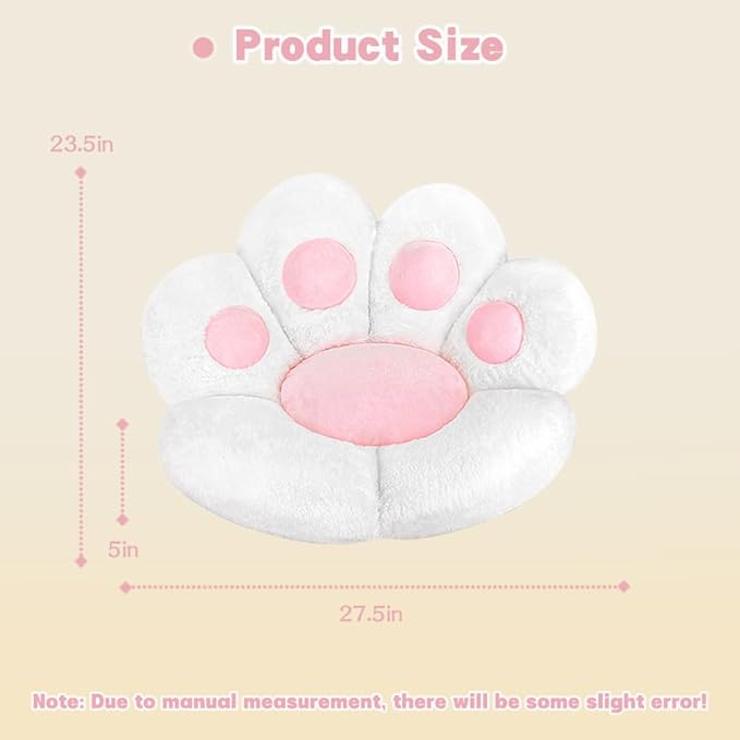 MOONBEEKI Cat Paw Cushion Chair Comfy Kawaii Plush Seat Cushions Shape Lazy Pillow for Gamer Chair 28"x 24" Cozy Floor Cute Seat Kawaii for Girl Worker Gift, Dining Room Bedroom Decorate （White）