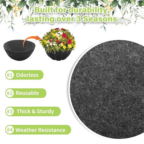 Riare 16x80 Inch Black Felt Planter Liner Roll- 2 Rolls Non-Woven Fabric Planter Liner for Outdoor Plants, Coco Liner Roll Alternative Basket Planter Liner for Planters Hanging Basket Window Box - size: 16 x 80 Inch