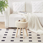 Cpintltr Footstool Ottoman Round Natural Seagrass Foot Stool Pouf Ottomans with Solid Wood Legs Hand Weave Footrest Step Stool for Living Room Bedroom Balcony Garden Natural - color: Natural