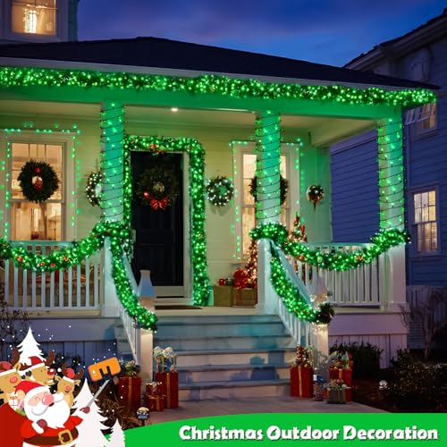 JMEXSUSS 2 Pack Solar String Lights Outdoor Waterproof, Total 66 FT 200 LED Solar Christmas Lights Outdoor, Twinkle Light for Christmas Tree Outside Garden Yard Xmas Decor, Green - color: Green, size: 100LED*2
