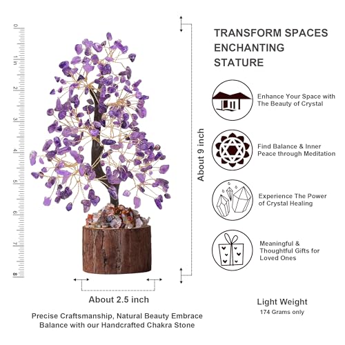 MAIBAOTA Purple Office Home Decor for Positive Energy Purple Tree Amethyst Crystal Tree of LifeFeng Shui Decor Money Bonsai Trees for Meditation - color: Purple