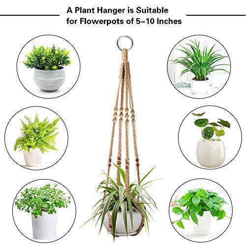 Augshy 2 Pcs Plant Hangers Hanging Plant Holder for Indoor Outdoor Decor Macrame Hanging Planter Basket with 4 Hooks(35 Inch) - color: Brown, size: 35 Inches