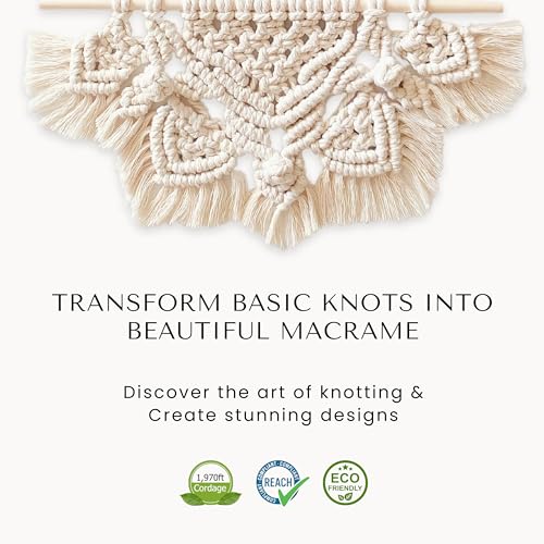 BOCHIKNOT Single Strand Macrame Cord 5mm x 160yds (150m) – Soft Cotton Macrame Rope for Beginners, Easy to Knot for Wall Hangings, Plant Hangers, Fringe and DIY Crafts (Buttercream) - color: Buttercream, size: (5mm x 146m) - Single Strand Twist