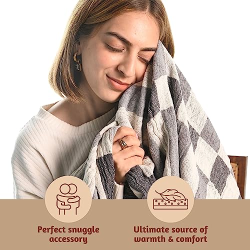 Folkulture Throw Blanket for Couch 50" x 60" |Cotton, Lightweight & Breathable Summer Blanket for Chair, Couch, Bed |Grey Comfort Throw Blankets for Living Room, Summer Must Haves, Graduation Gifts - color: Frost Gray