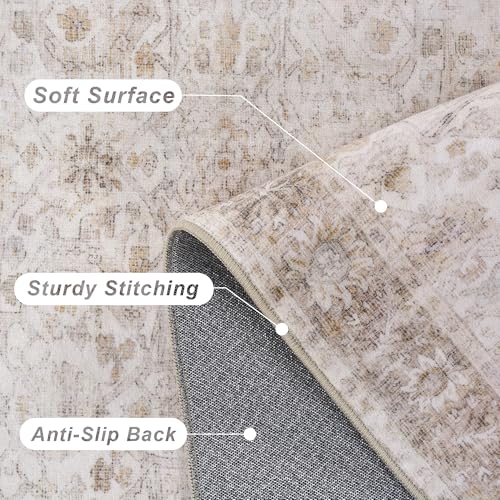 2x3 Entryway Rug Beige Washable Vintage Rugs for Entryway Kitchen Low Pile Non-Slip Door Mat Traditional Distressed Small Throw Area Rugs for Kitchen Entrance Bathroom Neutral Beige - color: Neutral Beige, size: 2'*3'(Rectangular)